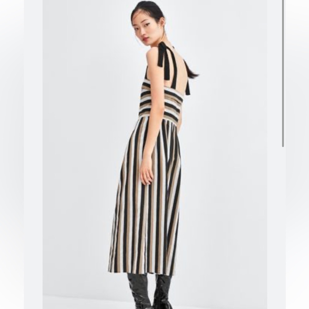Zara TRF Striped Linen Dress - Picture 8 of 9